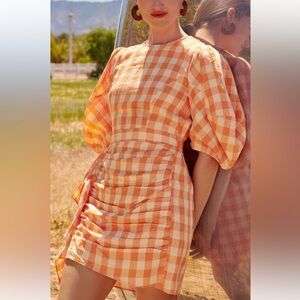 Rhode Pia Dress in Clementine Check